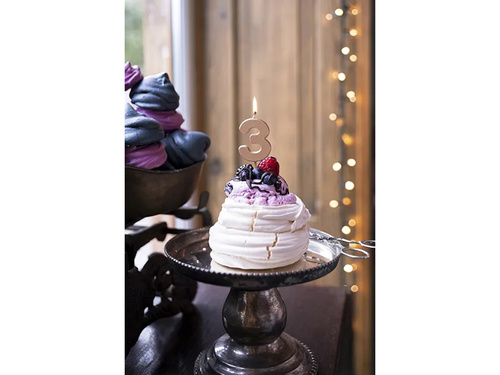 Świeczka cyferka trzy różowe złoto - 3 - 1 szt.