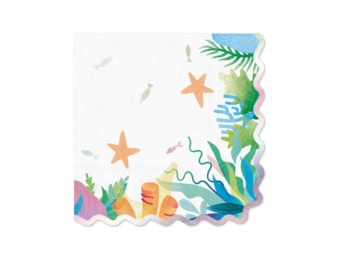 Zestaw kubeczki + serwetki + talerzyki papierowe Ocean - 22 szt.