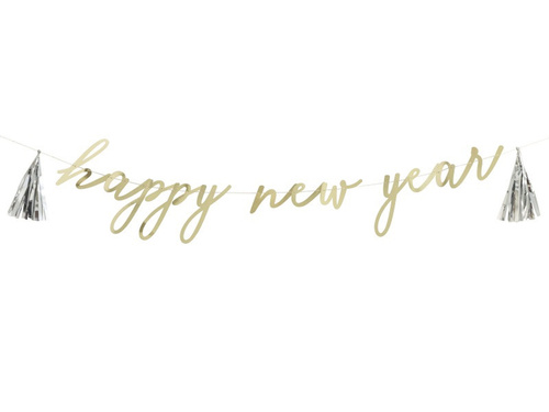 Baner Happy New Year z frędzlami - 1 szt.