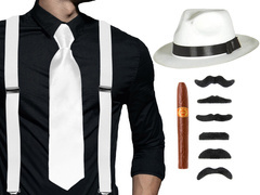 Zestaw gangstera biały - 1 komplet.