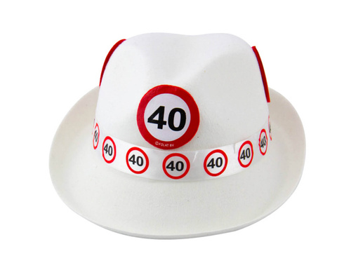 Biały kapelusz na 40 urodziny - 1 szt.