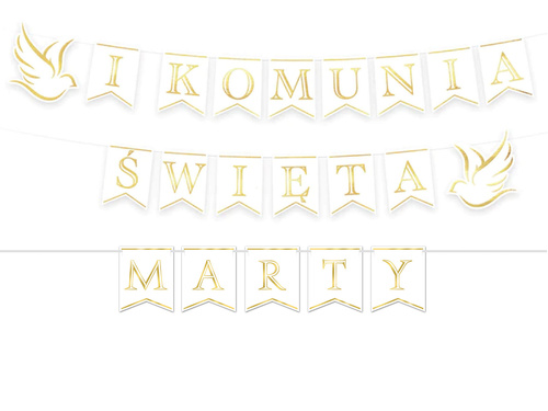 Baner I Komunia Święta z gołębiami + imię