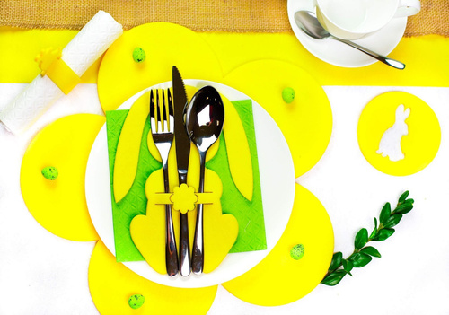 Etui na sztućce z miękkiego filcu - Zajączek Wielkanocny - 2 szt.