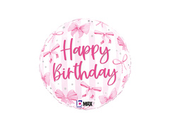 Balon foliowy Kokardka Happy Birthday - 35x35 cm - 1 szt.