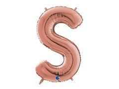 Balon foliowy litera S różowe złoto - 66 cm - 1 szt.