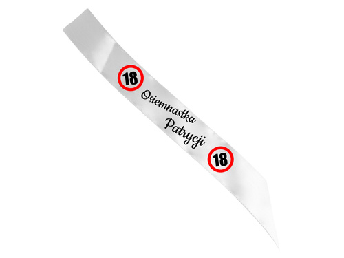 Szarfa personalizowana z imieniem na 18 urodziny - 140 cm - 1 szt.