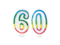 Świeczki cyferki z kolorową obwódką cyfra 60 - 8,5 cm - 2 szt.