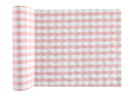 Dekoracja bieżnik na stół różowy w kratkę - 26 cm x 3 m - 1 szt.