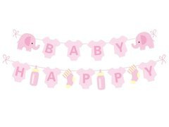 Baner na Baby shower ze słonikiem różowy - 300 cm - 1 szt.