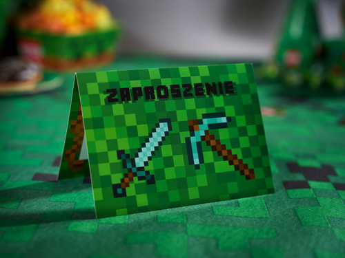 Zaproszenie urodzinowe Piksele - 6 szt.