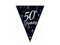 Baner flagi czarny z napisem 50th Birthday - 270 cm - 1 szt.