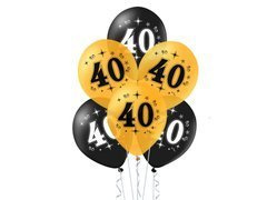 Balony lateksowe z nadrukiem na czterdziestkę - 30 cm - 10 szt.