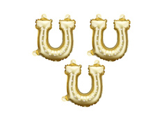 Balon foliowy złota Podkowa - 18x19 cm - 3 szt.