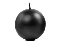 Świeca Kula metaliczna, czarna - 8 cm - 1 szt.