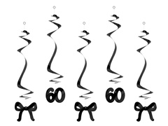 Dekoracja wisząca świderki na sześćdziesiątkę kokardki - 5 szt.