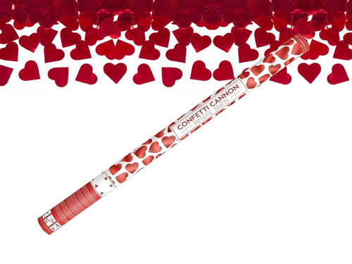 Tuba strzelająca, czerwone serca, 80 cm, 1 szt.