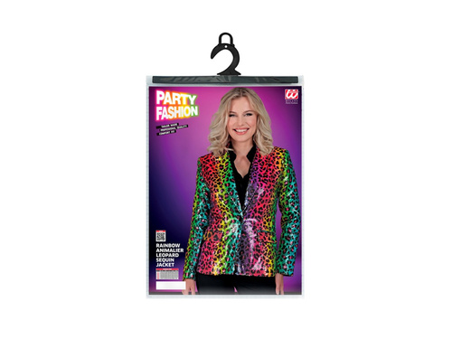 Imprezowa marynarka Party Fashion - tęczowa cekinowa panterka