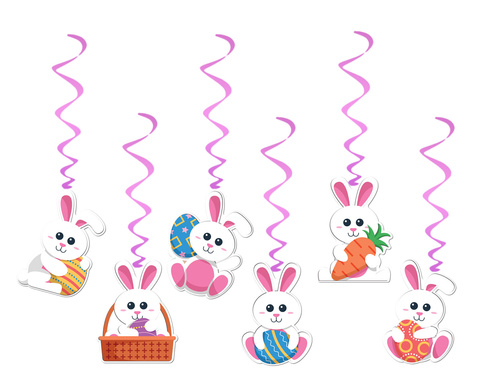 Dekoracja wisząca świderki Zajączki - 6 szt.