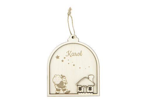 Zawieszka drewniana z imieniem - 10 x 12 cm - 1 szt.