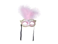Maska karnawałowa różowa z piórem - 1 szt.