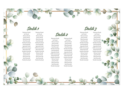 Plany stołów weselnych - 90x60 cm - 1 szt.