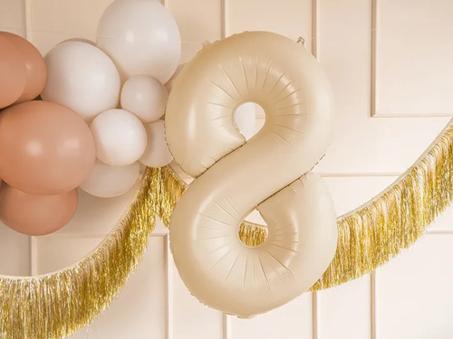 Balon foliowy cyfra 8 beżowa - 72 cm - 1 szt.