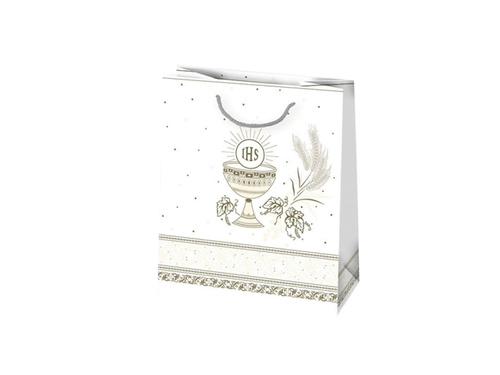 Torba ozdobna Komunię z brokatem - 19 x 23 x 10,5 cm - 1 szt.