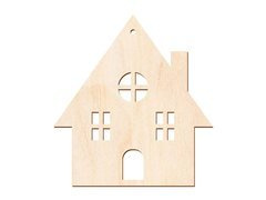 Zawieszka drewniana Domek - 9,5 cm - 1 szt.