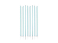 Świeczki urodzinowe perłowe jasnoniebieskie - 15,5 cm - 8 szt.