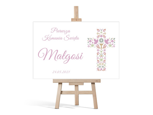 Plakat komunijny personalizowany - I Komunia Święta - 90x60 cm