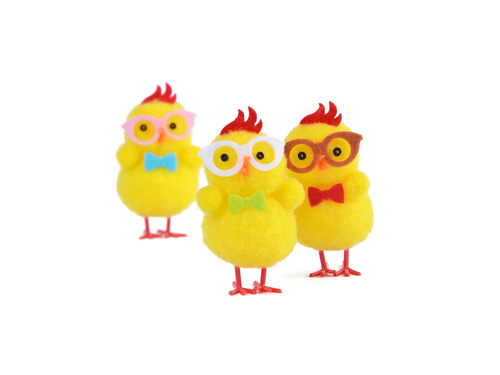 Kurczaczki wielkanocne w okularach - 5 cm - 3 szt.