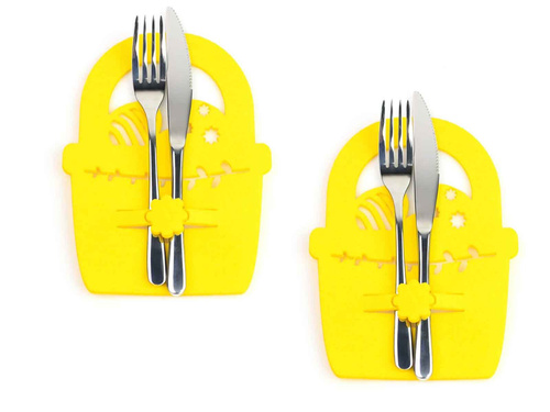 Etui na sztućce z miękkiego filcu - Koszyczek Wielkanocny - 2 szt.