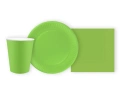 Zestaw kubeczki + serwetki + talerzyki papierowe jasnozielone - 44 szt.