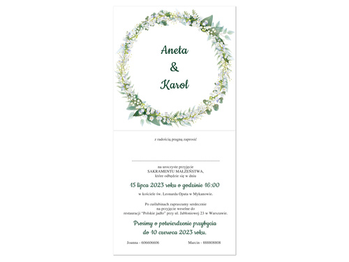 Zaproszenie personalizowane na ślub z kopertą - 6 szt.