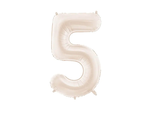 Balon foliowy jasnobeżowa cyfra 5 - 86 cm - 1 szt.