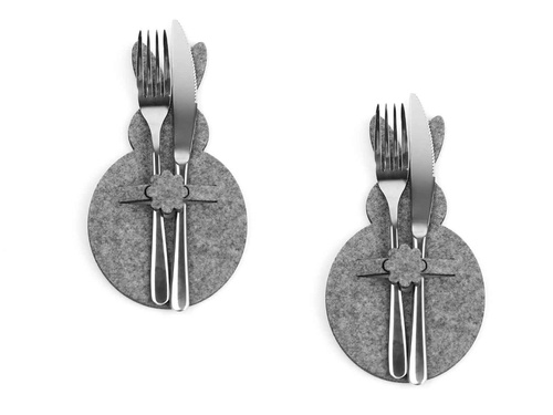 Etui na sztućce z filcu - Zajączek Wielkanocny - 2 szt.