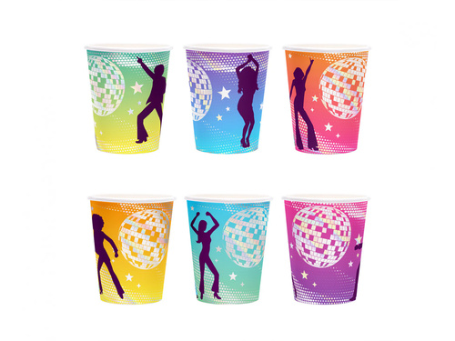 Kubeczki papierowe Retro Disco - 220 ml - 6 szt.