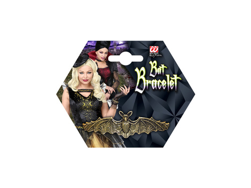 Złota postarzana bransoletka z motywem nietoperza