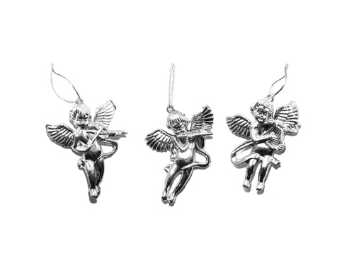 Zawieszki Aniołki srebrne - 8 cm - 3 szt.