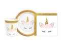 Zestaw kubeczki,  serwetki i talerzyki papierowe Piękny Jednorożec - 44 szt.