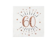 Serwetki na sześćdziesiąte urodziny Sparkling różowe złoto - 33 cm - 10 szt.