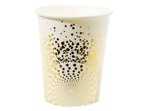 Kubeczki papierowe w złote kropki - 250 ml - 6 szt.