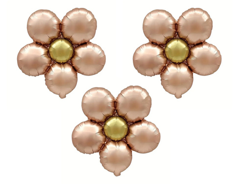 Balon foliowy Kwiat złoty róż - 40 cm - 3 szt.