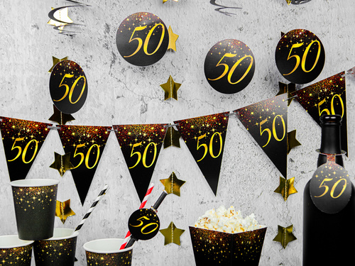 Dekoracja wisząca świderki Sparkling na pięćdziesiątkę - 6 szt.