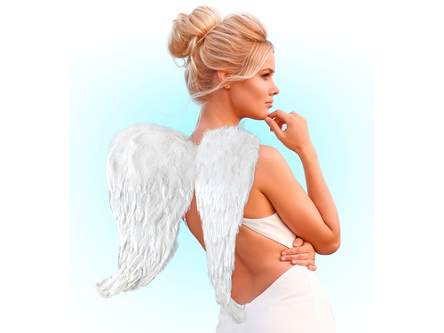 Skrzydła anioła białe z piórami - 60 x 46 cm - 1 szt.