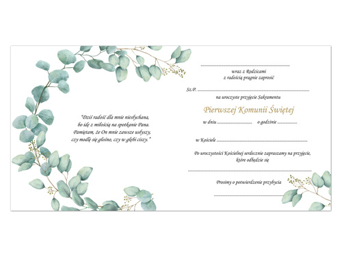 Zaproszenia na I Komunię Świętą - 6 szt.