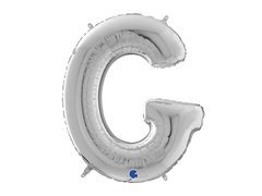 Balon foliowy srebrna litera G - 66 cm - 1 szt.