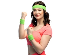 Opaski zielone neonowe Disco lata 80-te - 3 szt.