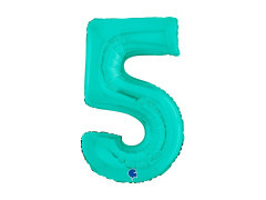 Balon foliowy cyfra 5 turkusowy - 26" - 1 szt.