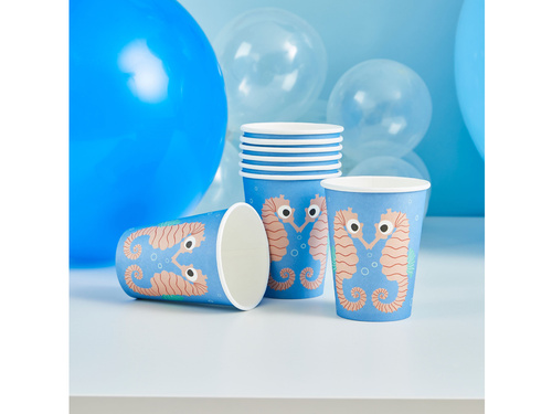 Kubeczki papierowe Koniki Morskie - 250ml - 8 szt.